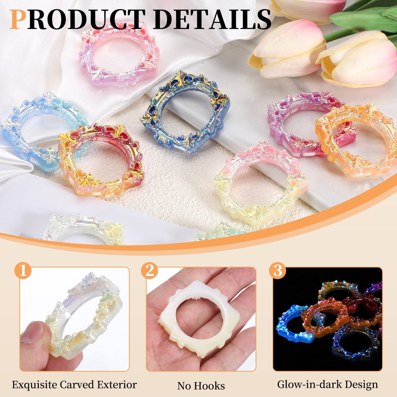 PRODUCT DETAILS

1. Exquisite Carved Exterior
2. No Hooks
3. Glow-in-dark Design