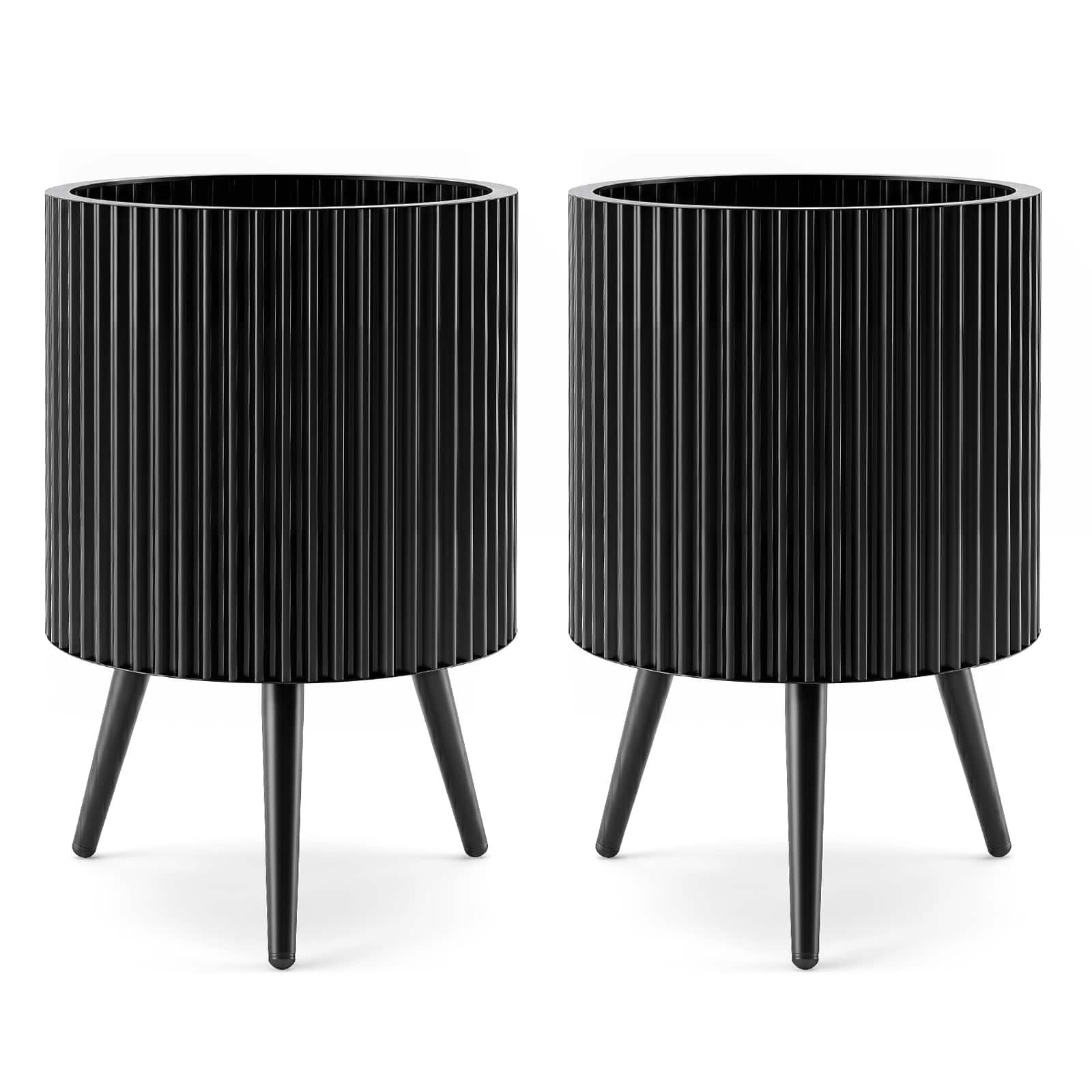 "Costway - 2 PCS 14"" Plant Pot with Stand Built-in Drainage Holes Tapered Legs for Living Room - Black" price history on PriceWatchPro