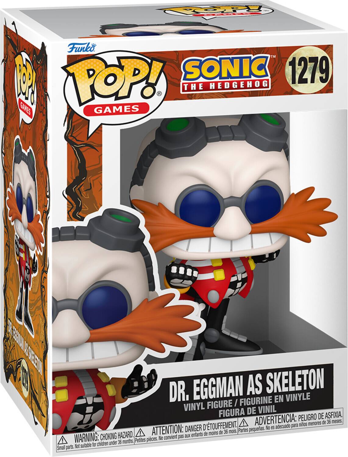Funko POP! GAMES  
SONIC THE HEDGEHOG  
1279  

DR. EGGMAN AS SKELETON  
VINYL FIGURE / FIGURINE EN VINYLE  
FIGURA DE VINIL  

WARNING: CHOKING HAZARD. ATTENTION: DANGER D'ÉTOUFFEMENT. ADVERTENCIA: PELIGRO DE ASFIXIA.  
Small parts. Not suitable for children under 36 months. Petites pièces. Ne convient pas aux enfants de moins de 36 mois.