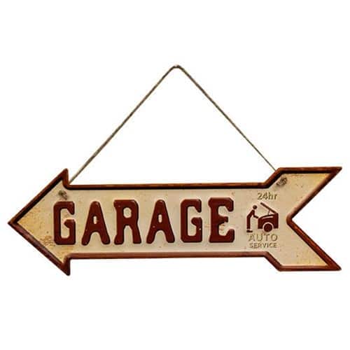 BreeBe - Garage 24hr Auto Service Hanging Metal Sign - Multi