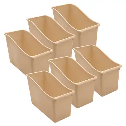 Front. Teacher Created Resources - Teacher Created Resources Plastic Book Bin, Light Brown, Pack of 6.
