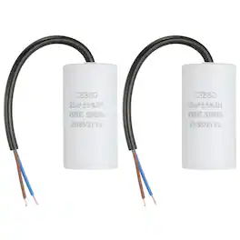 Unique Bargains - 2pcs 25uF CBB60 Run Capacitor, AC 450V 2 Wires 50/60Hz Cylinder 73x37mm for Air Compressor, Water Pump - White