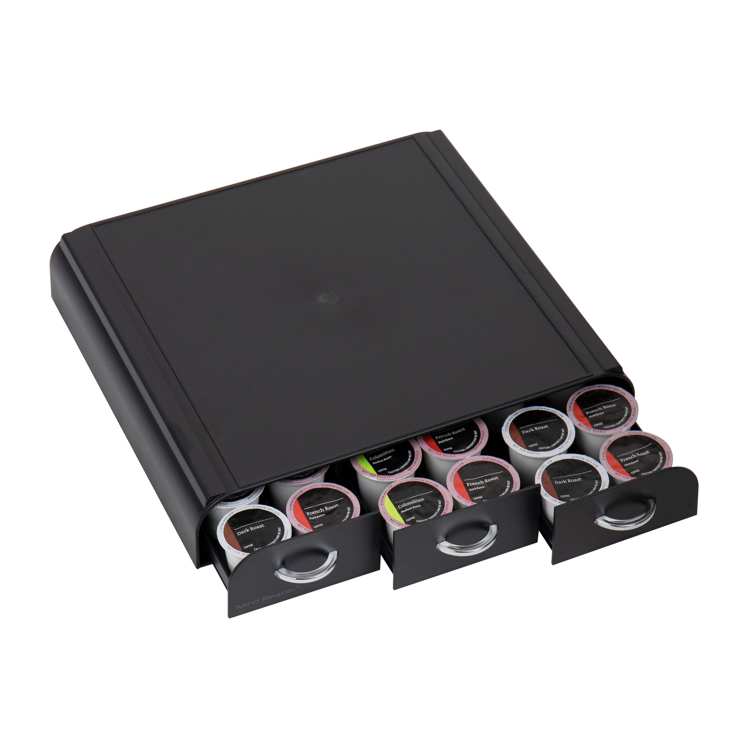 Alt View 13. Mind Reader - Single Serve Coffee Pod Organizer with 3 Drawers, 36 Pod Capacity, 13.5"L x 12.25"W x 2.5"H - Black.