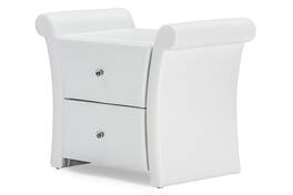 Baxton Studio - Victoria Matte PU Leather 2 Storage Drawers Nightstand Bedside Table - White