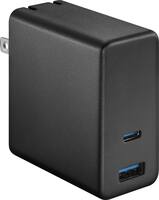 Best Buy essentials™ - 100W Dual Port USB-C and USB Wall Charger for MacBook Pro, iPad, iPhone, Apple Watch, Smartphones & other USB-C Devices - Black - Front_Zoom