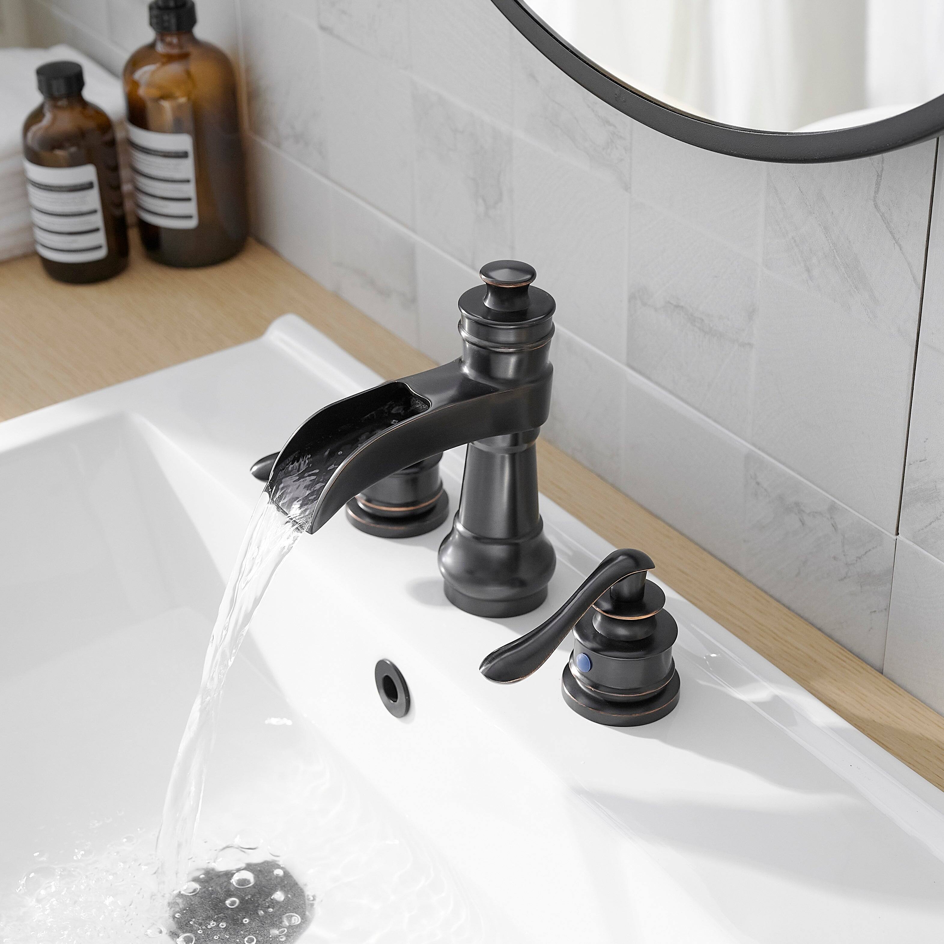 Alt View 6. Boyel Living - Waterfall 8-Inch Widespread 2-Handle Bathroom Faucet with Drain Kit in Oil Rubbed Bronze - Oil Rubbed Bronze.
