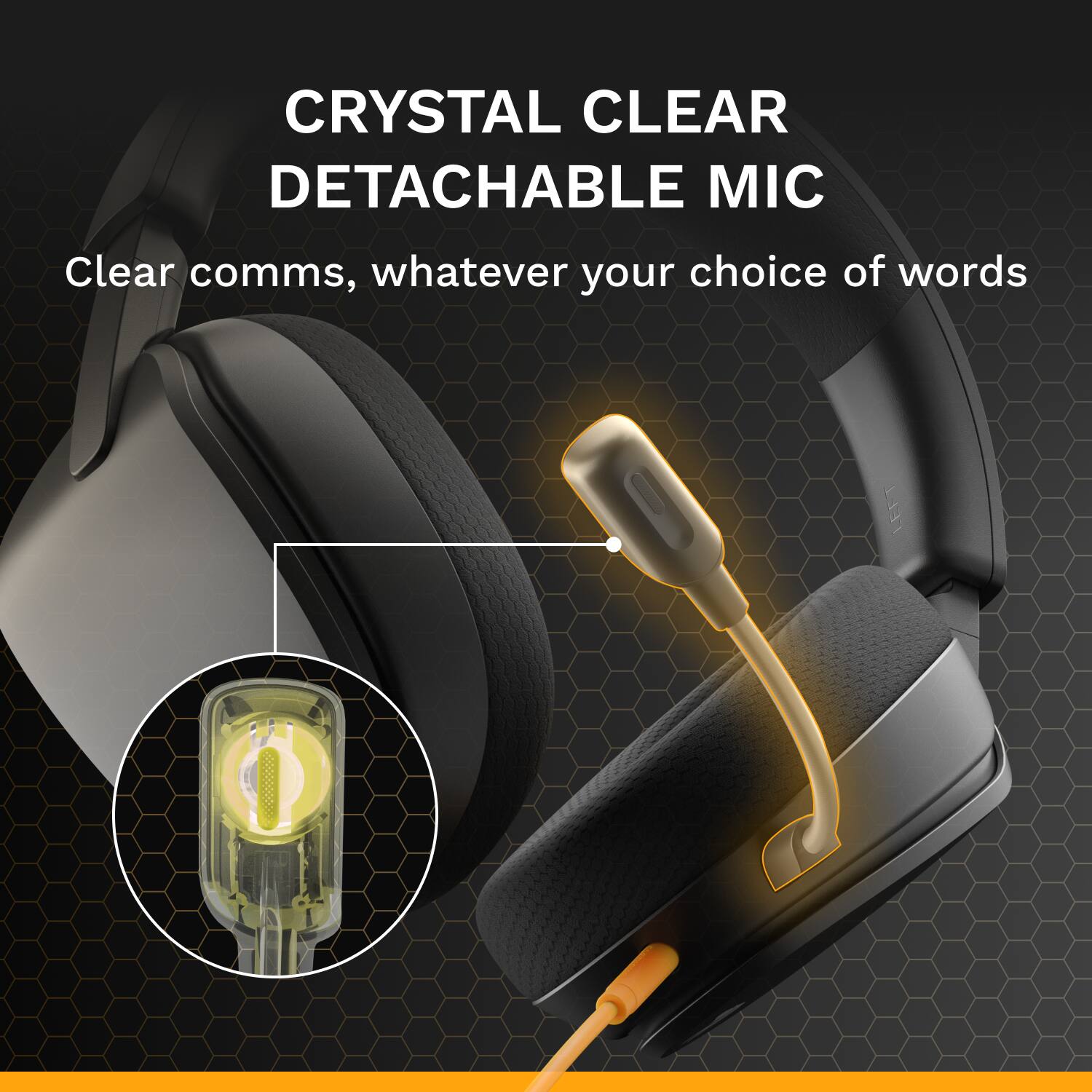 CRYSTAL CLEAR DETACHABLE MIC  
Clear comms, whatever your choice of words