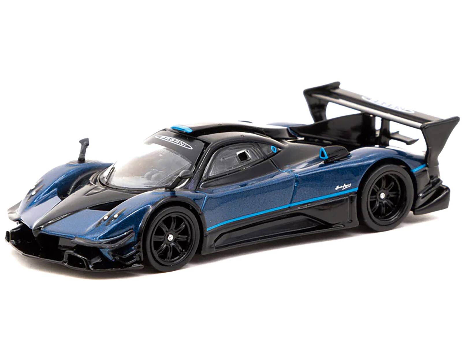 Alt View 1. Tarmac Works - Pagani Zonda Revolucion Blue Metallic and Black w/ Light Blue Stripes "Global64" 1/64 Diecast Model Car by Tarmac Works.