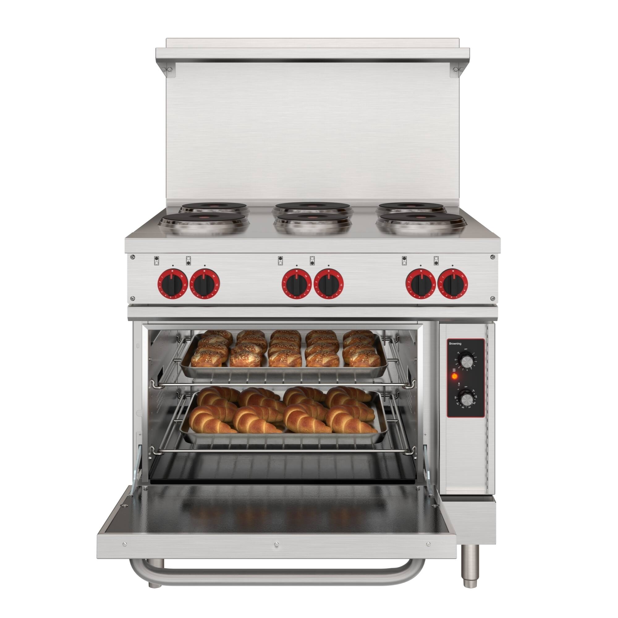 Alt View 2. Koolmore - 36 In. Commercial Electric Range with 6 Burners and 1 Standard Electric Oven in Stainless Steel - 208V 3 Phase - Stainless-Steel.