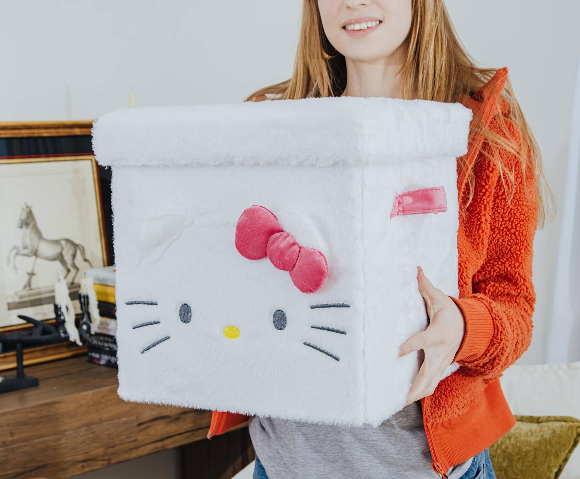 Alt View 4. Ukonic - Sanrio Hello Kitty 13 x 13 Inch Plush Storage Cube - White.
