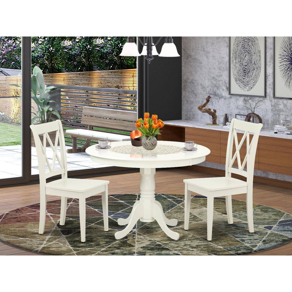 Left. East West Furniture - Dining Room Set Linen White - Brown.