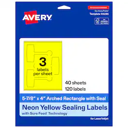 Avery - Avery® Sealing Labels, 5-7/8" x 4", Neon 120 Total - Yellow