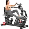 Front. Pooboo - Stationary Recumbent Exercise Bike for Home with Arm Exerciser, 16-Level Magnetic Resistance, LCD Monitor, Heavy-Duty F - Black.