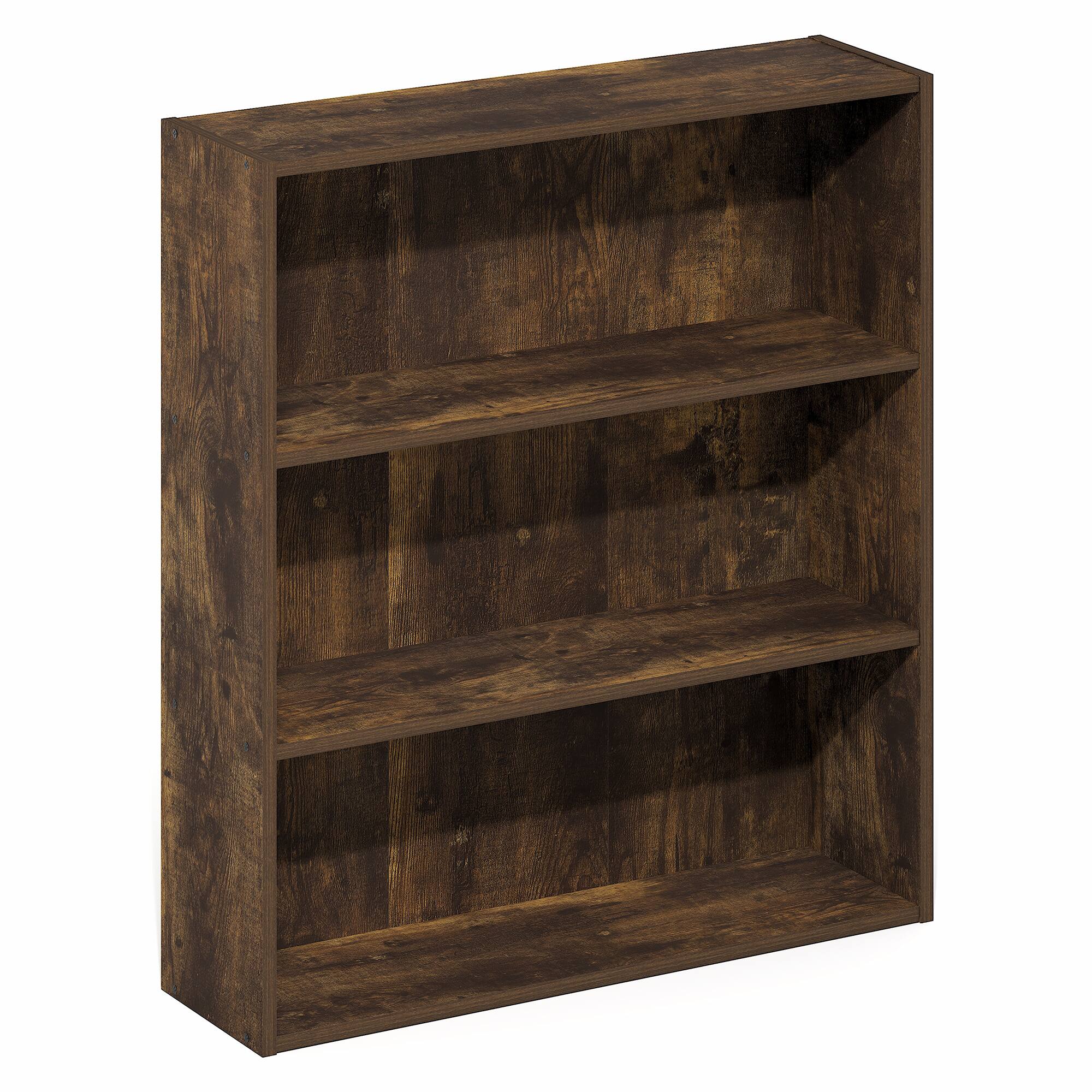 Alt View 4. Furinno - Basic 3-Tier Open Shelf Bookcase, Bookshelf, Storage Organizer, 7 x 24 x 26 - Amber Pine.