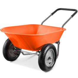 Best Choice Products - Dual-Wheel Home Wheelbarrow Yard Garden Cart for Lawn, Construction - Orange