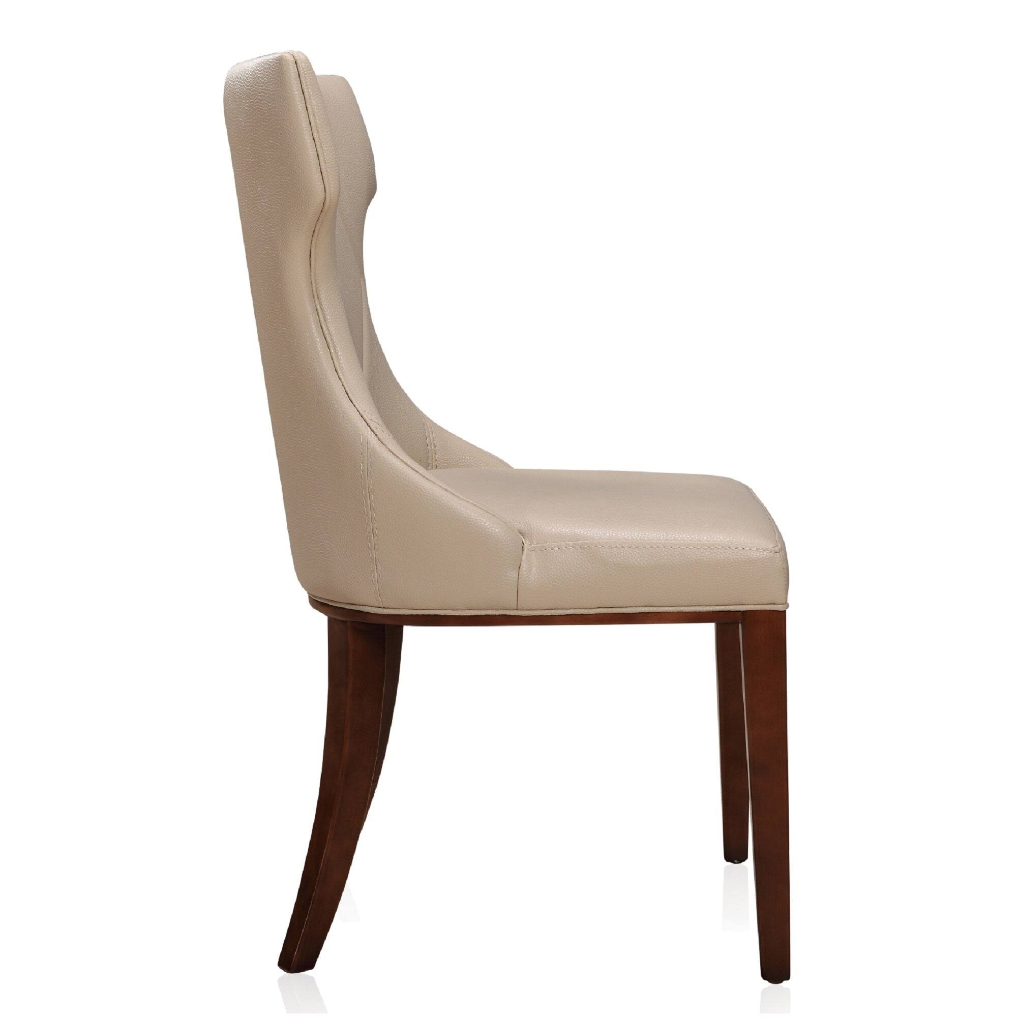 Angle. Manhattan Comfort - Reine Traditional Wood Upholstered Dining Chair - Set of 2 - Cream.