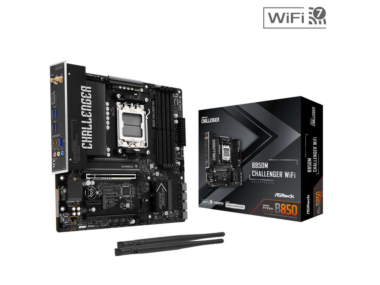 ASRock - B850M Challenger WiFi AM5 AMD B850 Micro ATX Motherboard