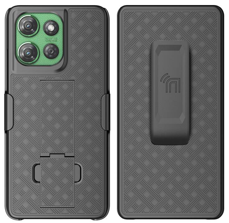 Alt View 2. Nakedcellphone - Combo for Motorola Moto G Power 5G 2025 Phone - Slim Case and Belt Clip Holster - Black.