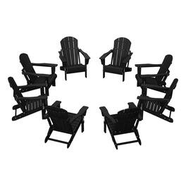 WestinTrends - Malibu Outdoor Folding Poly Adirondack Chair (Set of 8) - Black
