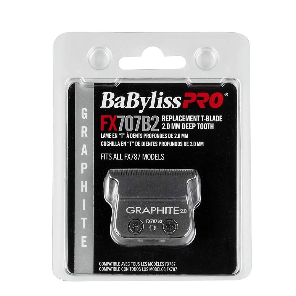 BaByliss PRO  
REPLACEMENT T-BLADE  
2.0 MM DEEP TOOTH  
LAME EN "T" À DENTS PROFONDES DE 2.0 MM  
CUCHILLA EN "T" DE DIENTES PROFUNDOS DE 2.0 MM  
FITS ALL FX787 MODELS  
COMPATIBLE AVEC TOUS LES MODÈLES FX787  
COMPATIBLE CON TODOS LOS MODELOS FX787  

GRAPHITE 2.0  
FX707B2