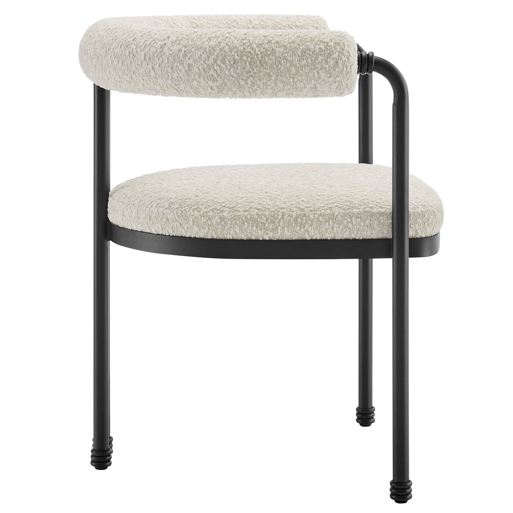 Back. Modway - Turin Curved Back Boucle and Metal Dining Accent Chair by Modway - White.