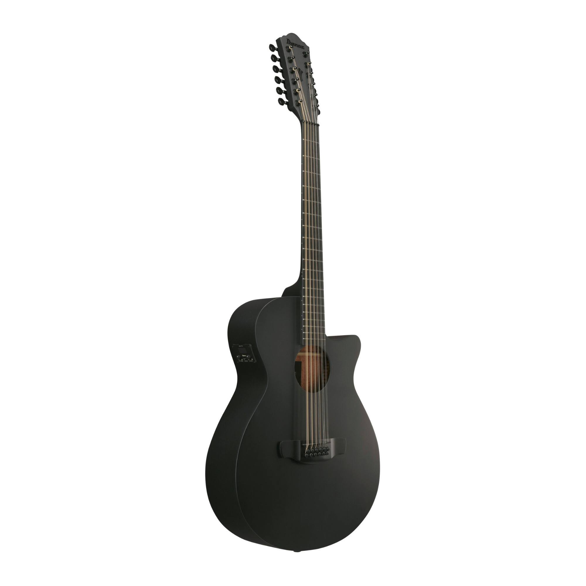 Left. Ibanez - Ibanez AEG1221 Black Out Acoustic Electric Guitar with Spruce Top.