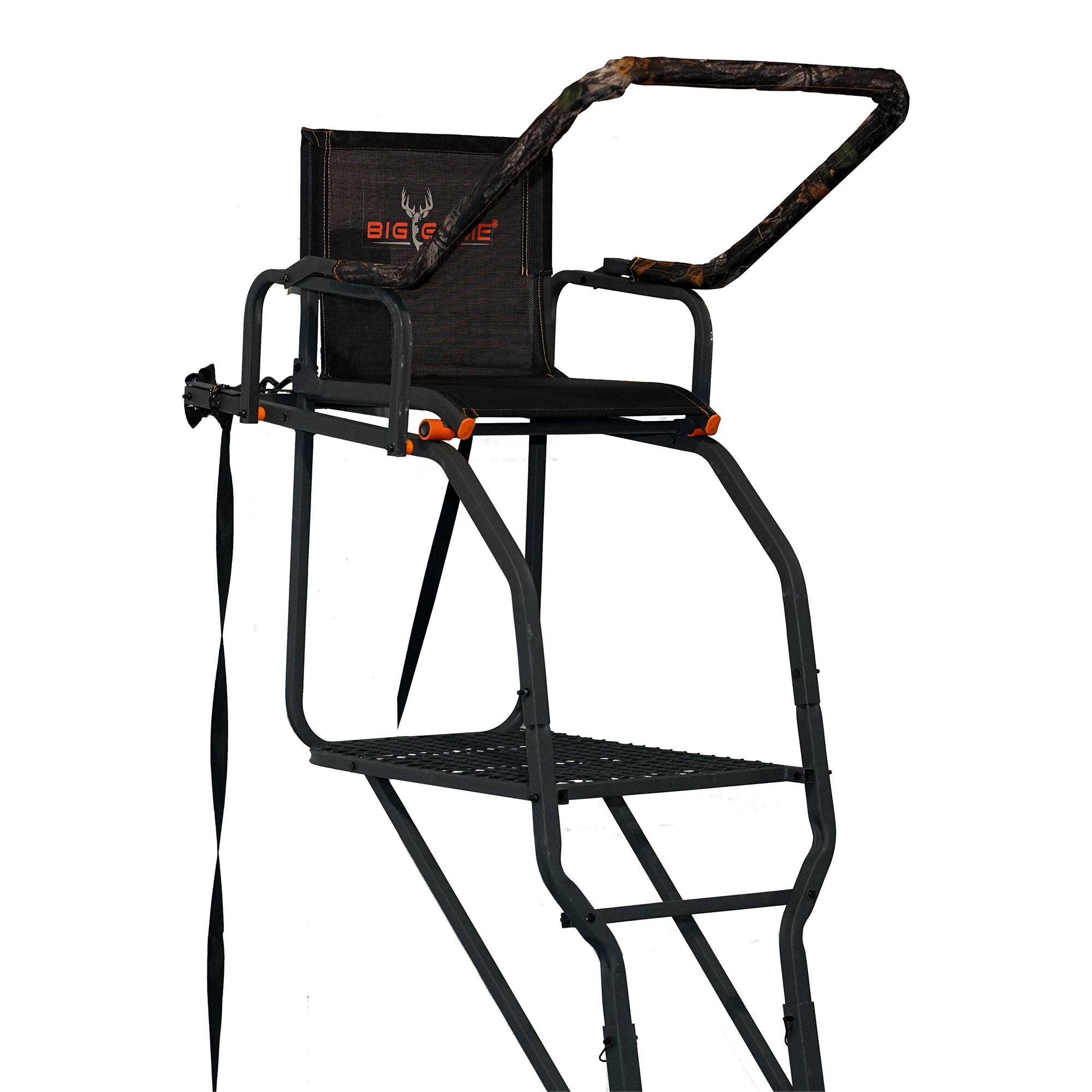Alt View 8. Big Game Treestands - Big Game Striker XL 17.5' Ladder Treestand with Flip-Back Seat and Rail, Black - Black.