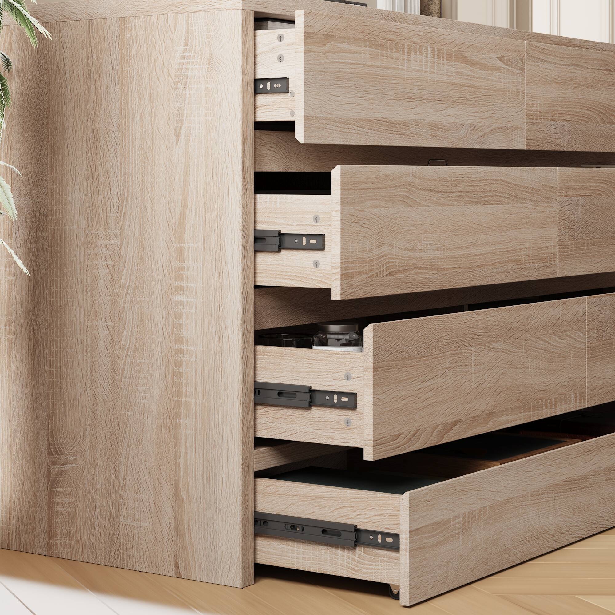 Alt View 4. Famapy - Famapy Wood - Grain Dresser with Hidden Drawers: Multi - Scene Storage Solution - Wooden.