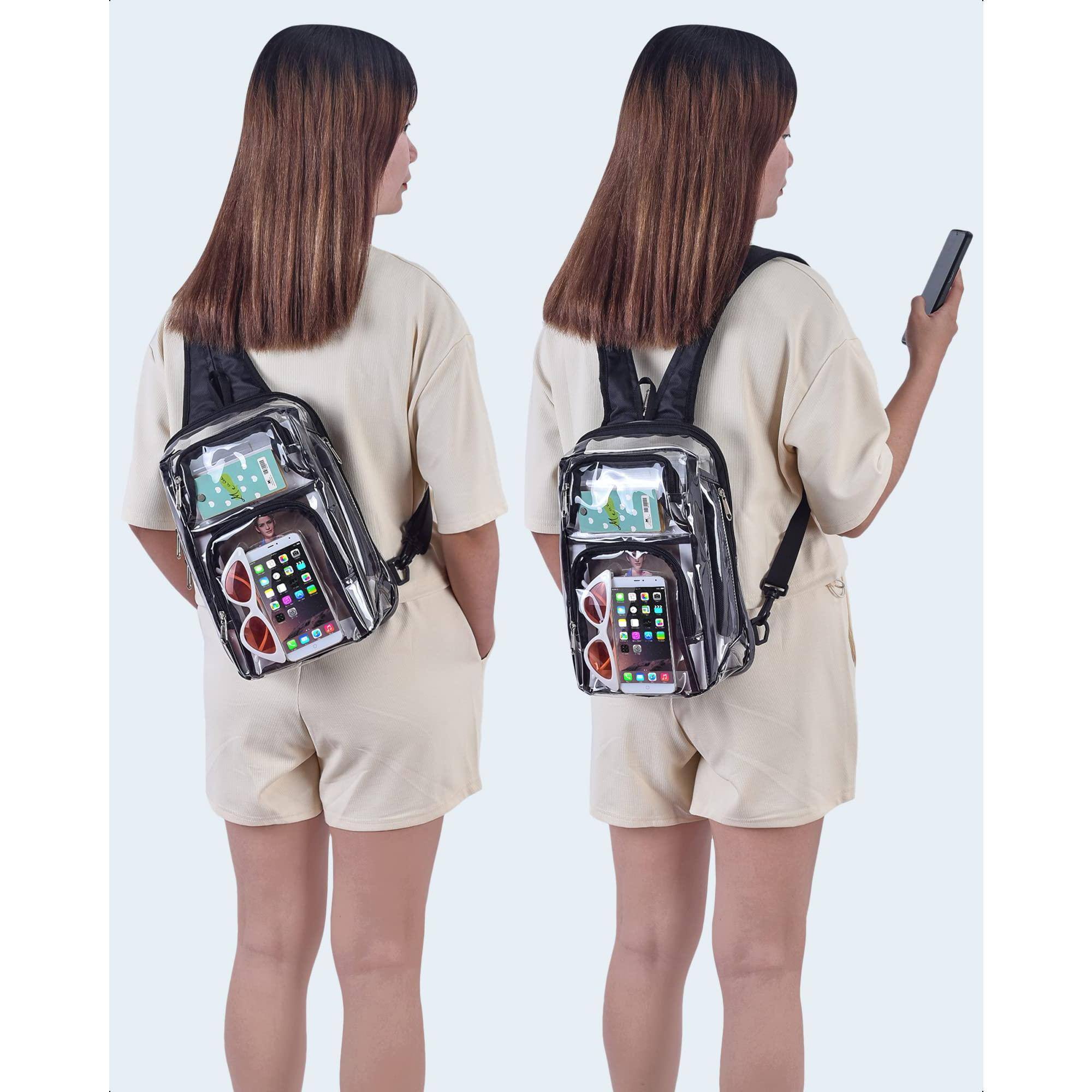 Alt View 5. Pacoar Cade - Clear Backpack Stadium Approved With Breathable Shoulder Straps  Sling Bag For Work Concert Festival - Grey.