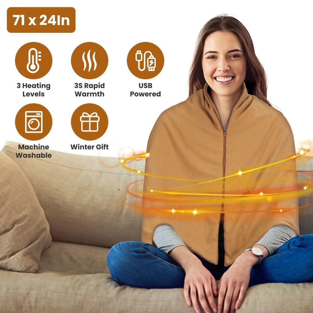 71 x 24In  
3 Heating Levels  
3S Rapid Warmth  
USB Powered  
Machine Washable  
Winter Gift