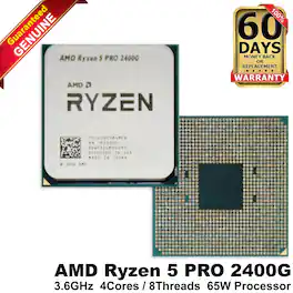 AMD - ryzen 5 pro 2400g 3.6ghz quad-core 8-thread am4 desktop cpu mxw24