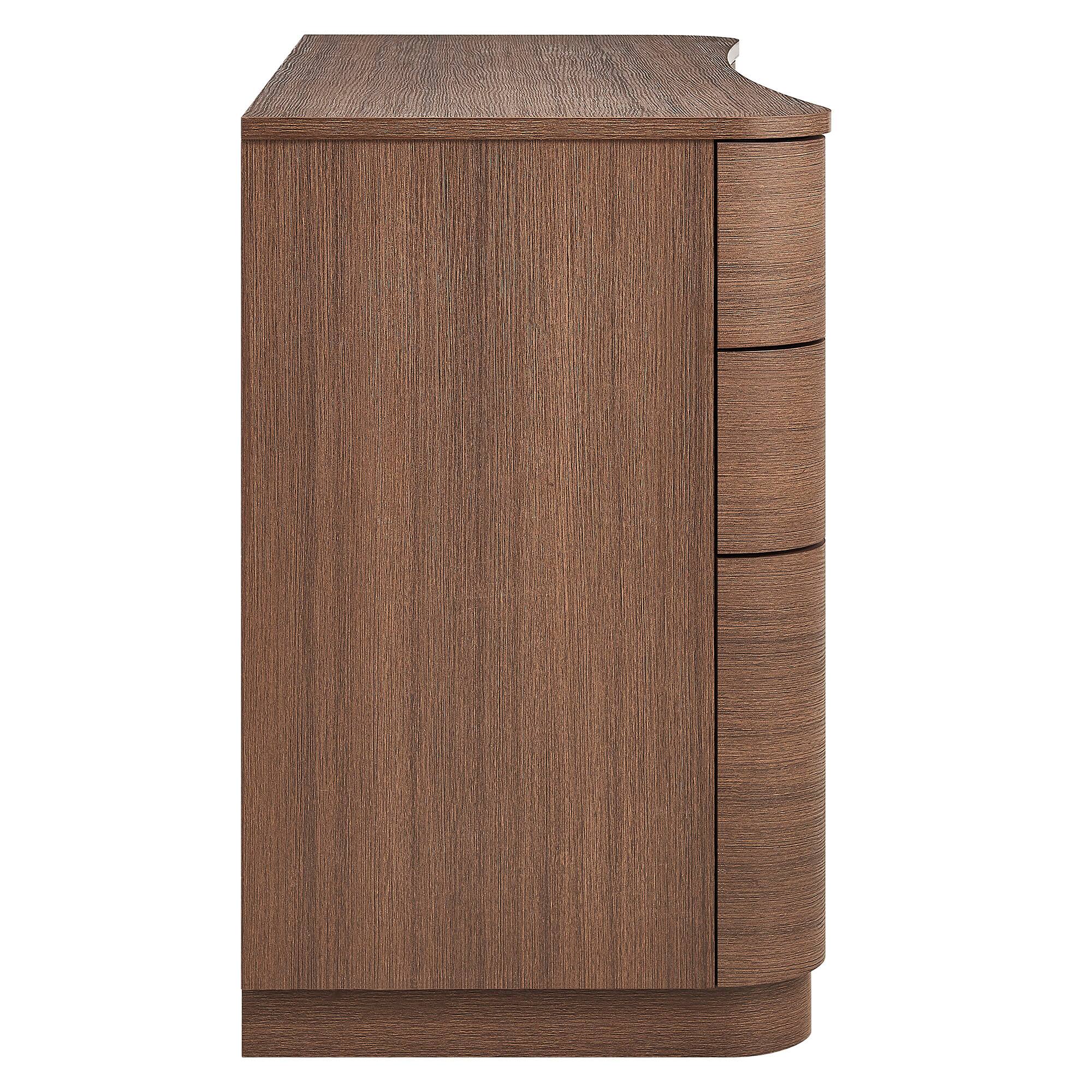 Alt View 4. Modway - Mirae 55" 6-Drawer Curved Office Desk by Modway - Brushed Brown Oak.