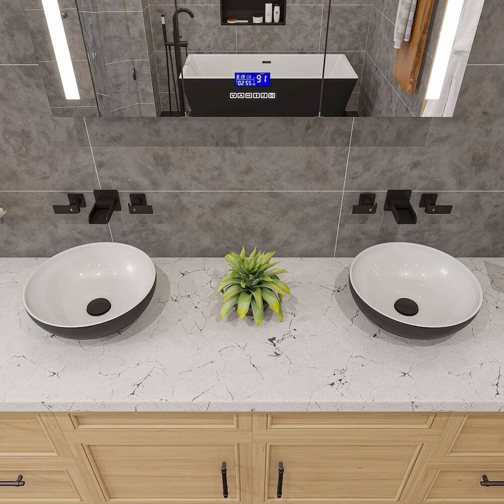 Left. Alfi - Black Matte Pop Up Drain with Overflow - Black.