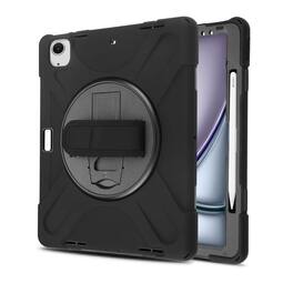 Mybat - Rotatable Stand Protector Cover with Wristband for Apple iPad Air 13 (2024) / iPad Air 13 (2025) - Black