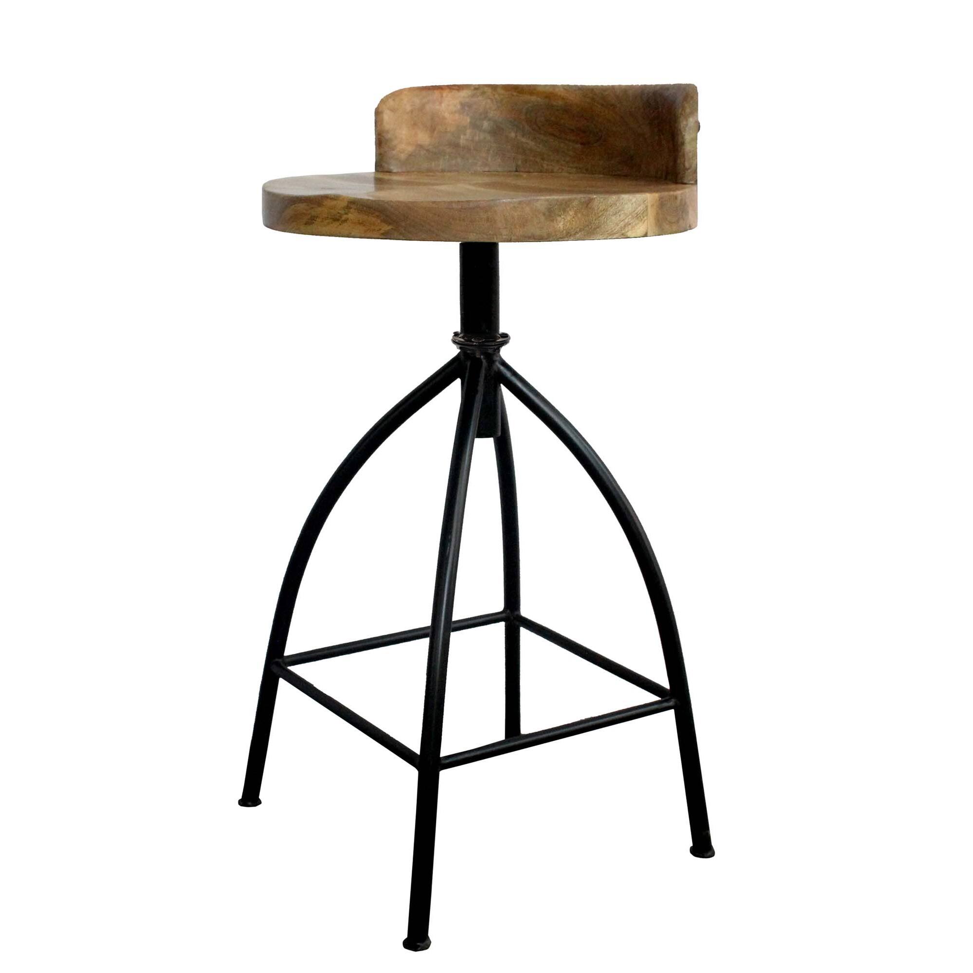 Back. Manhattan Lane - Pia 25-31 Inch Industrial Style Counter Height Stool with Adjustable Swivel Seat - Brown and Black.