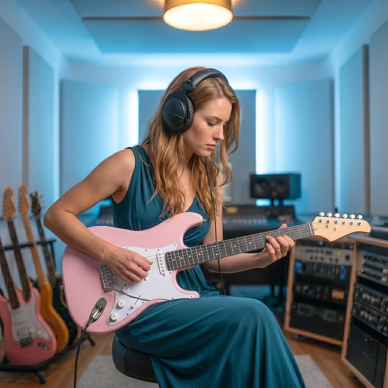 Alt View 1. Winado - 39 Inch Electric Guitar Solid Body Beginner Kit with Gig Bag Includes Picks, Tremolo Bar, Extra Strings, Strap & Tool - Pink.