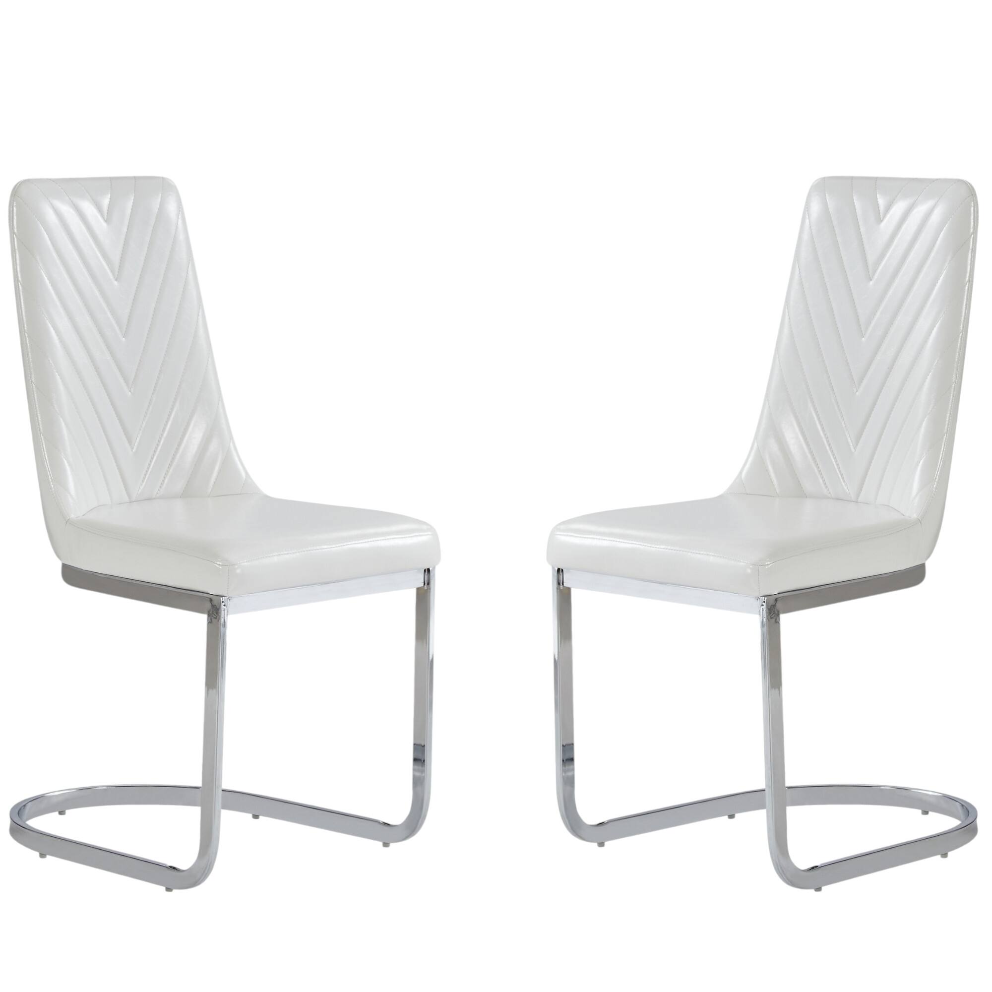 Back. Hivvago - Hivvago Set of Two Upholstered Dining Side Chairs - White.