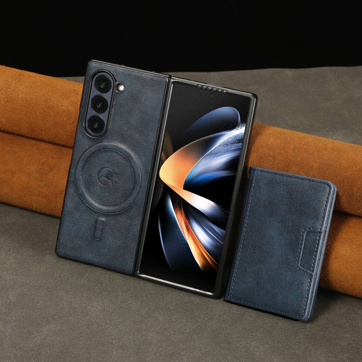 Alt View 2. Dteck - 2-in-1 Magnetic Wallet Case for Samsung Galaxy Z Fold8 Ultra Shockproof Detachable Leather Cover - Blue.