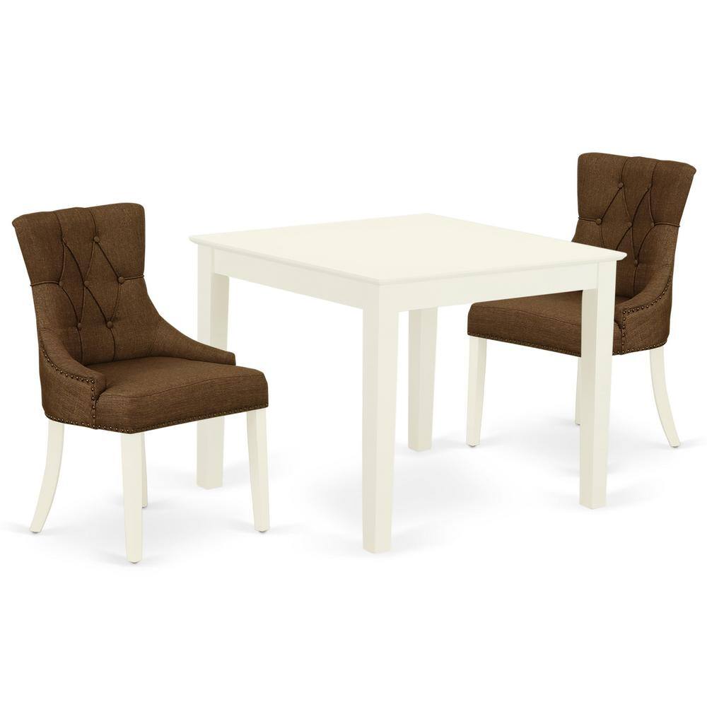 Back. East West Furniture - Dining Room Set Linen White - Brown.