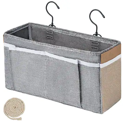 Front. Dapper Styles - Bedside Organizer Hanging Organizers Storage Bags With Self-adhesive On The To Hang Over Beds For Headboard... - Grey.