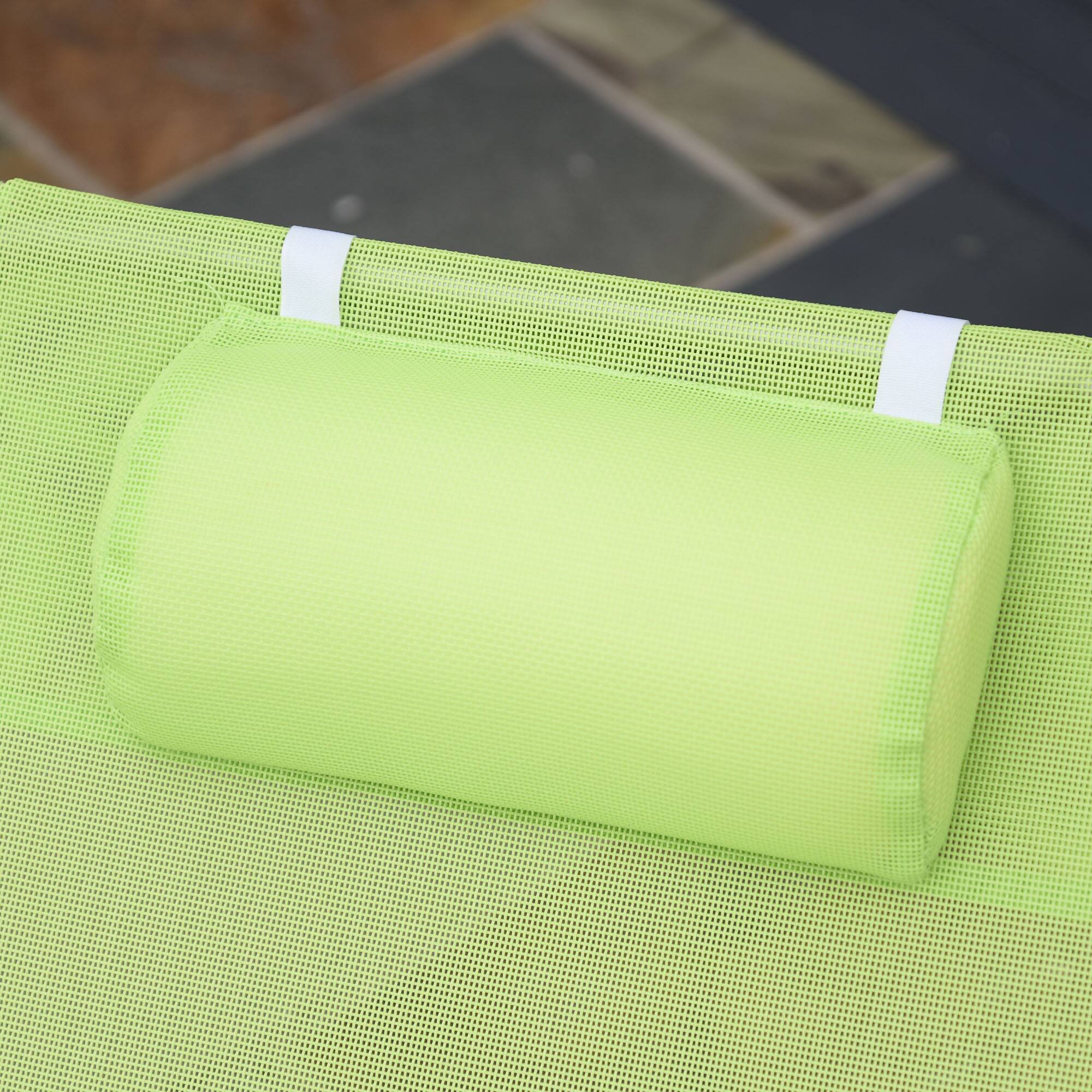 Alt View 8. Outsunny - Folding Chaise Lounge Pool Chairs, Outdoor Sun Tanning Chairs with Pillow, Reclining Back - Green & Sliver.