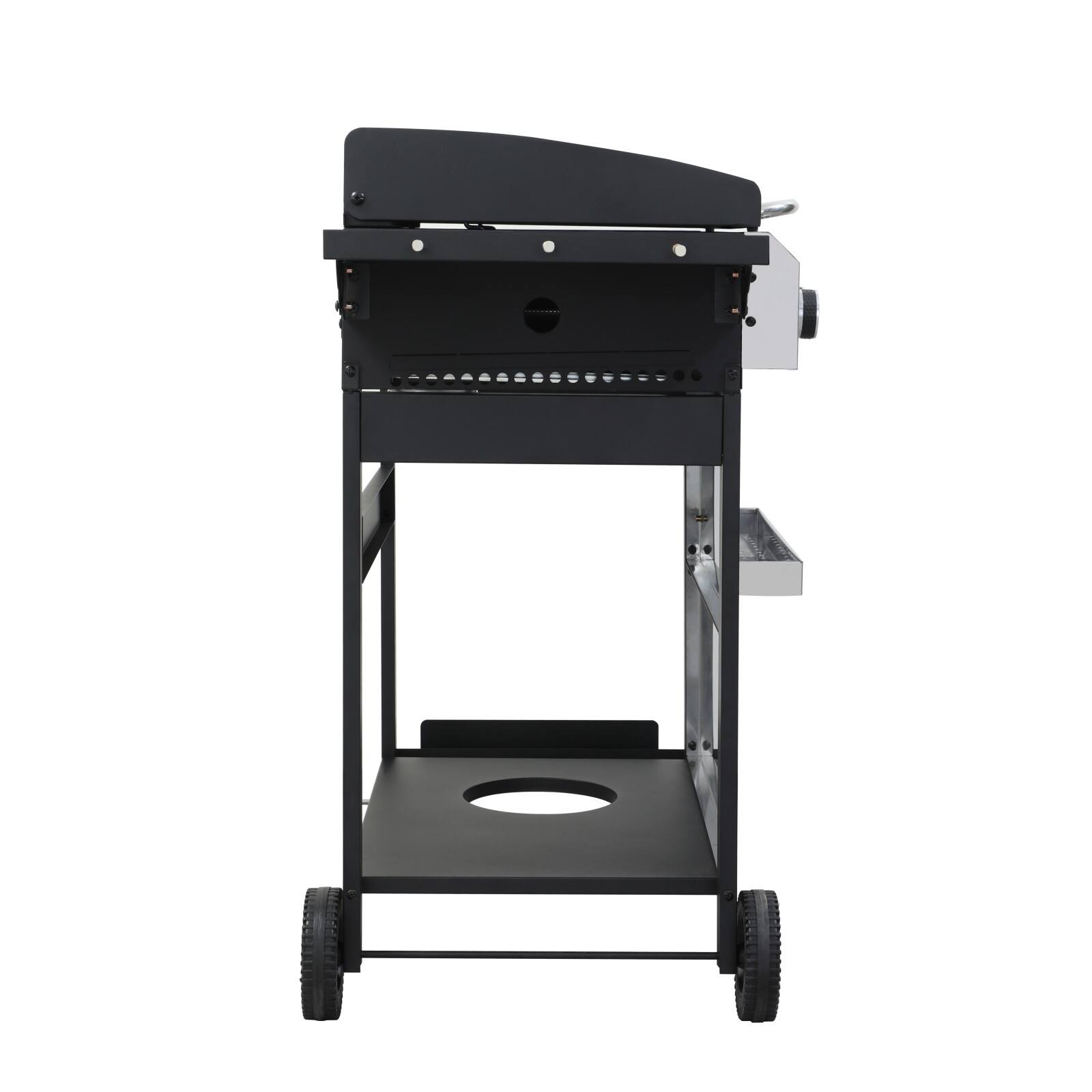 Alt View 7. Ecooso - 4-Burner Propane Gas BBQ Grill, SS Plancha, 49200BTU Output With Wire Enamel Cooking Grids, Foldable Side Table - Black+Silver.