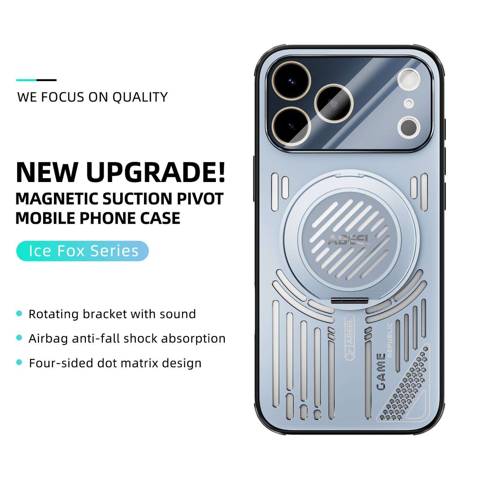 Dteck - Magnetic Case for Apple iPhone 17 Pro Max with Ring Stand, Heat Dissipation Shockproof Cover Built in Lens Protector - Blue