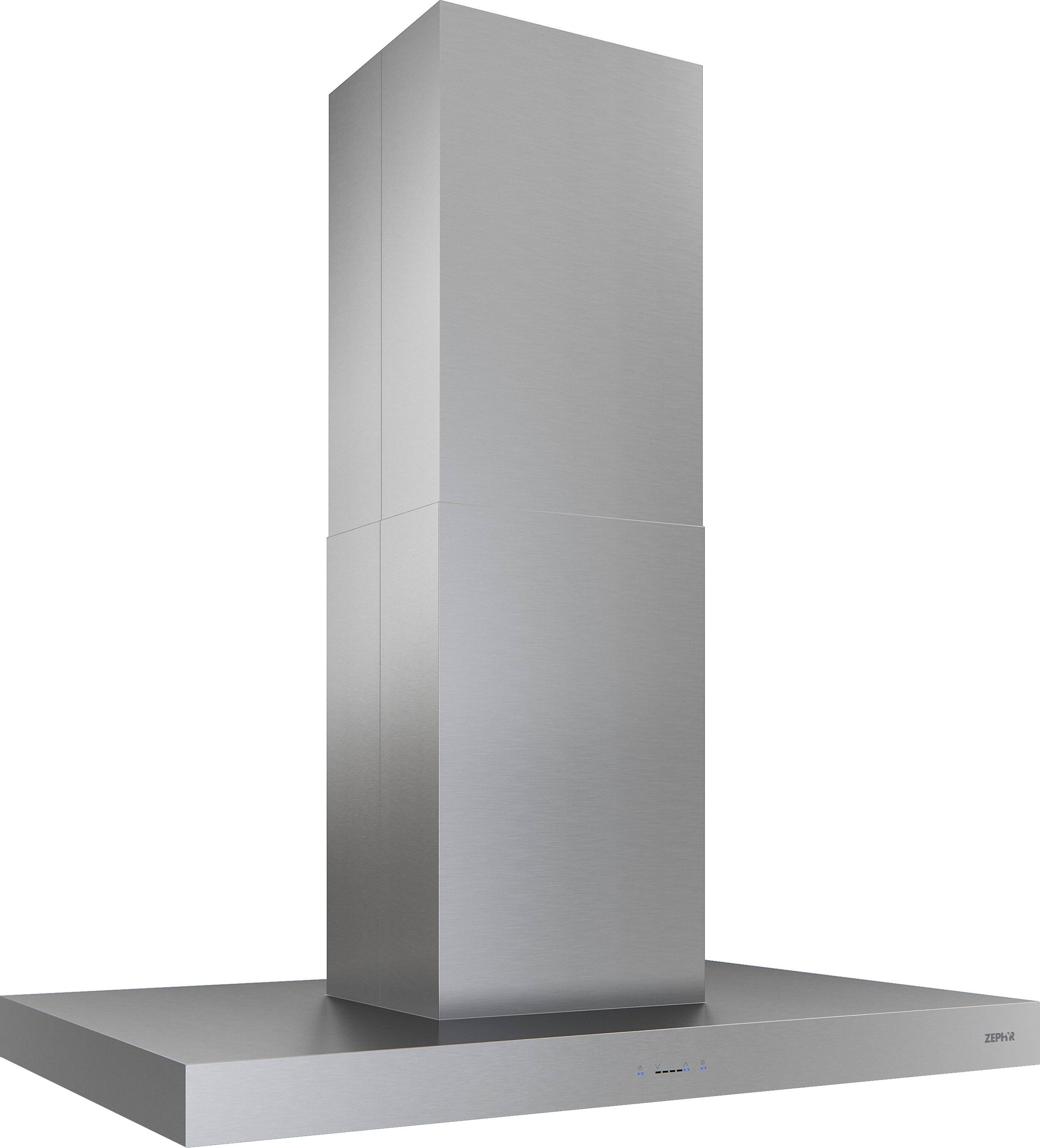 Left. Zephyr - Roma 42 in. 600 CFM Island Mount Range Hood with LED Light - Stainless Steel.