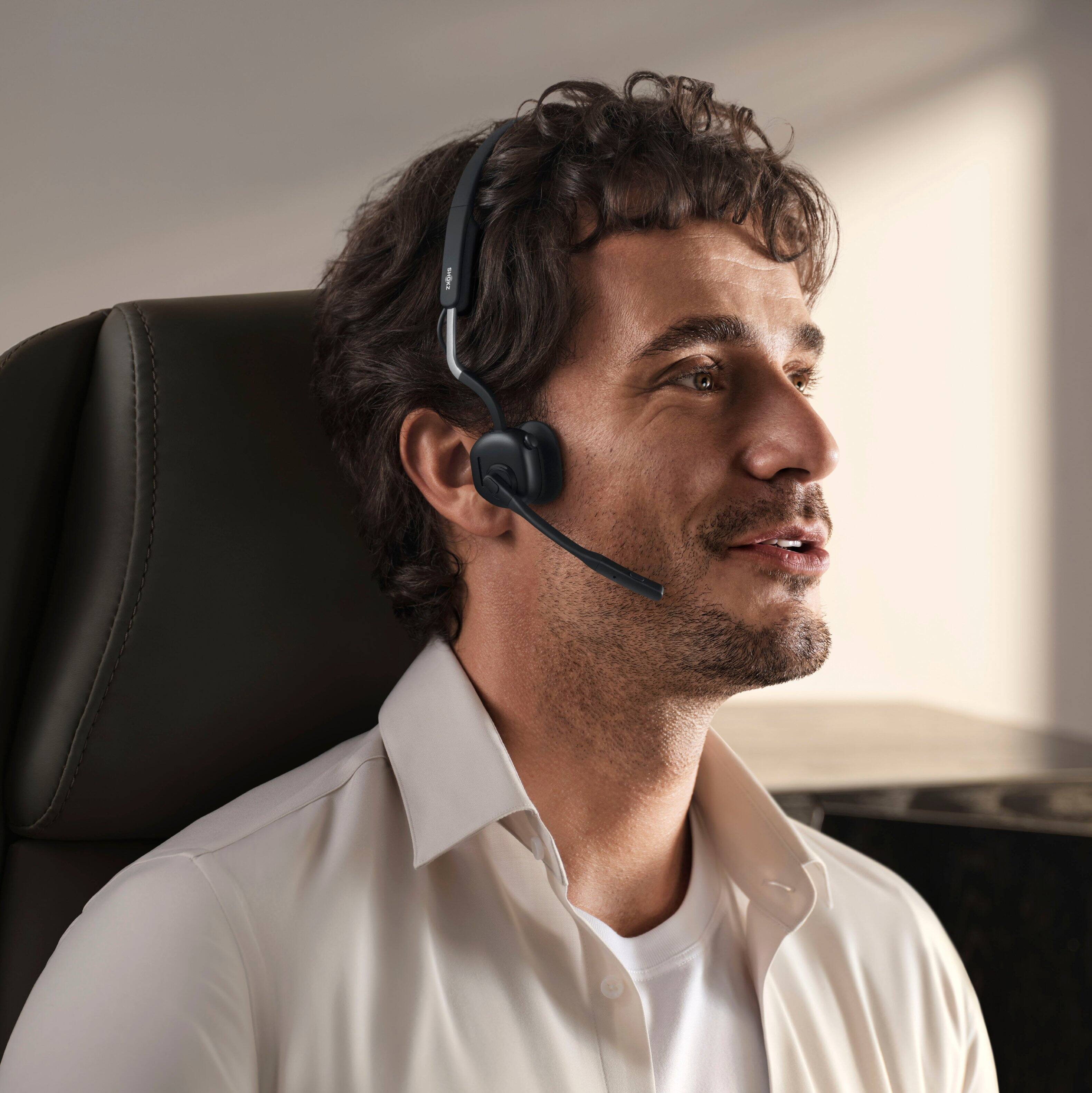 Alt View 5. Shokz - Shokz OpenMeet, Wireless Bone Conduction Headset - Black.