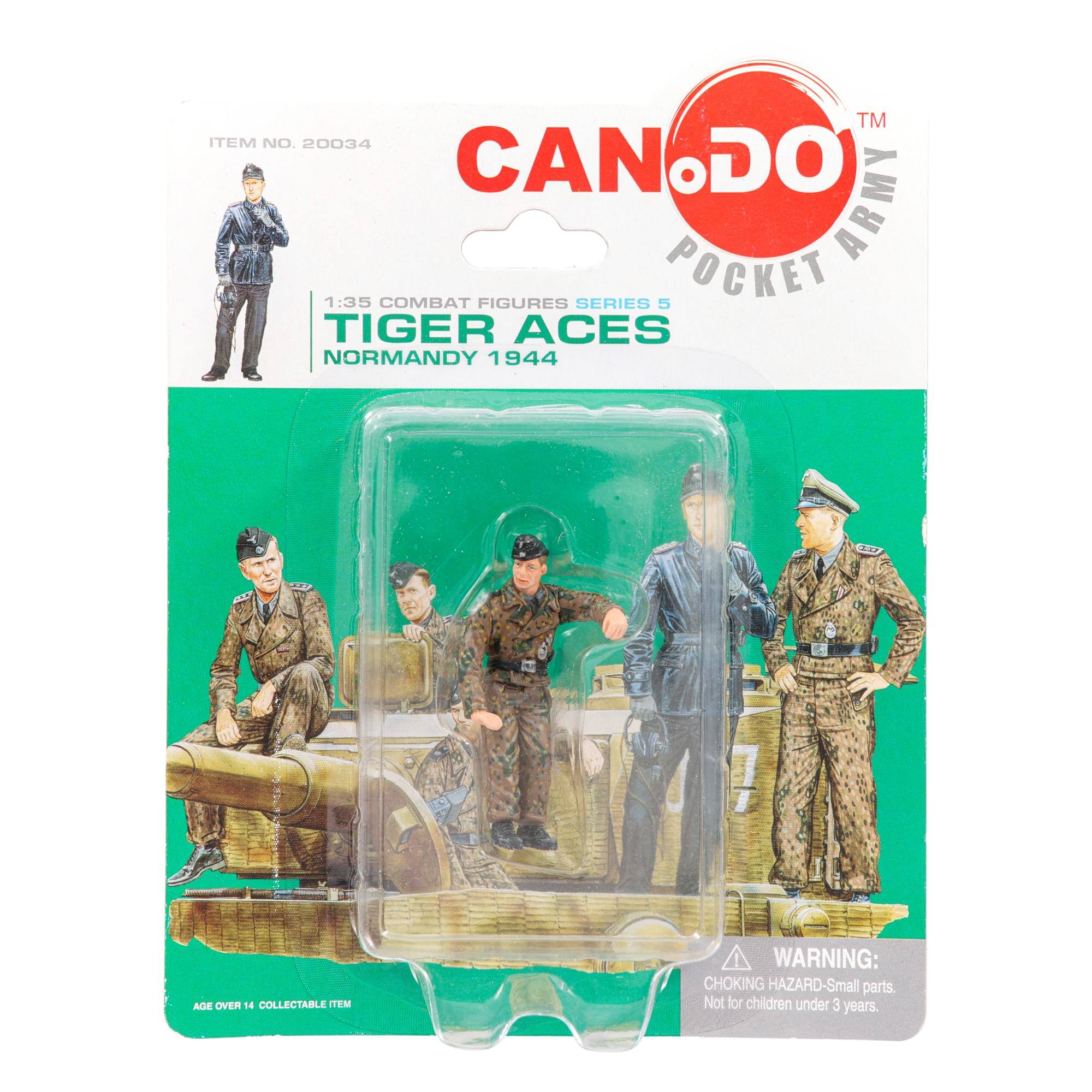 **CAN DO POCKET ARMY**

**ITEM NO. 20034**

**1:35 COMBAT FIGURES SERIES 5**

**TIGER ACES NORMANDY 1944**

**ACES 4**

**AGE OVER 14 COLLECTABLE ITEM**

**WARNING: CHOKING HAZARD - Small parts. Not for children under 3 years.**