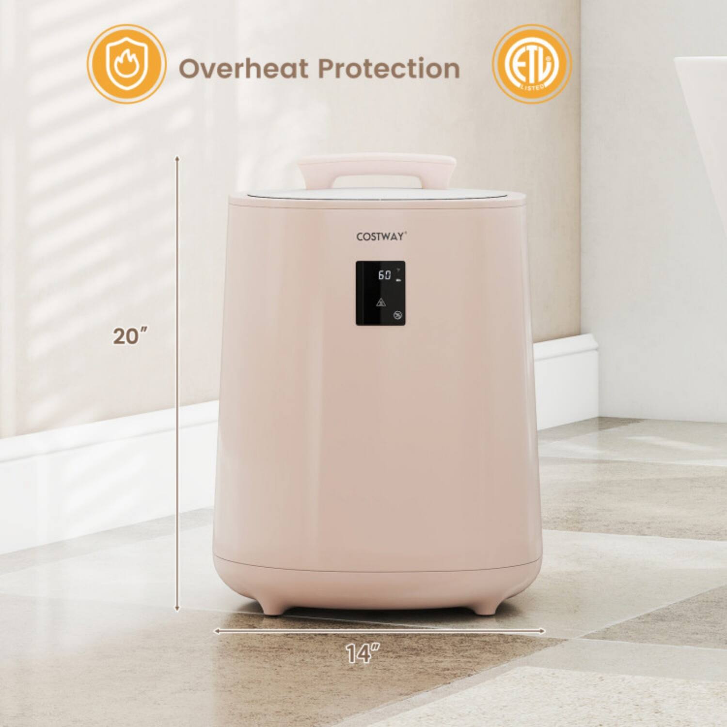 Overheat Protection  
ETL Listed  
Costway  
60  
20" x 14"