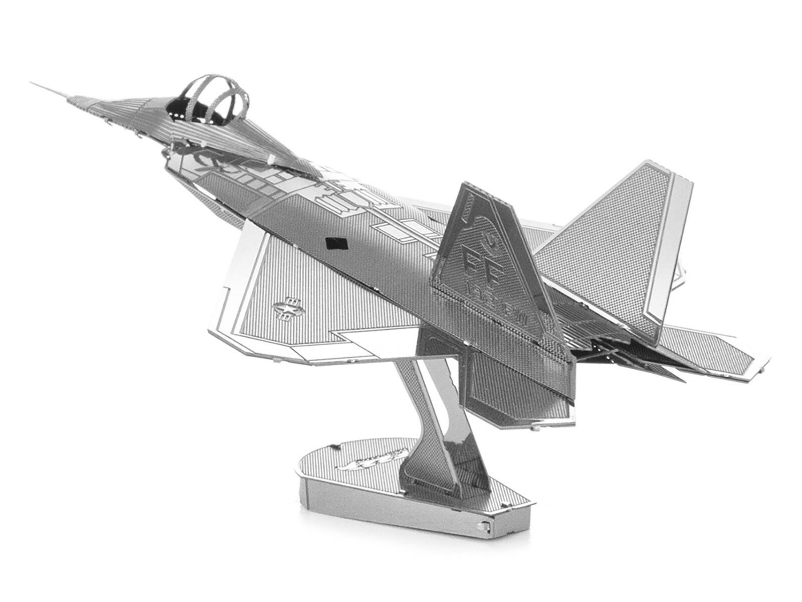 Angle. Metal Earth - Model Kit Lockheed Martin F-22 Raptor Stealth Aircraft (Moderate Difficulty) Steel Model by Metal Earth - Silver.