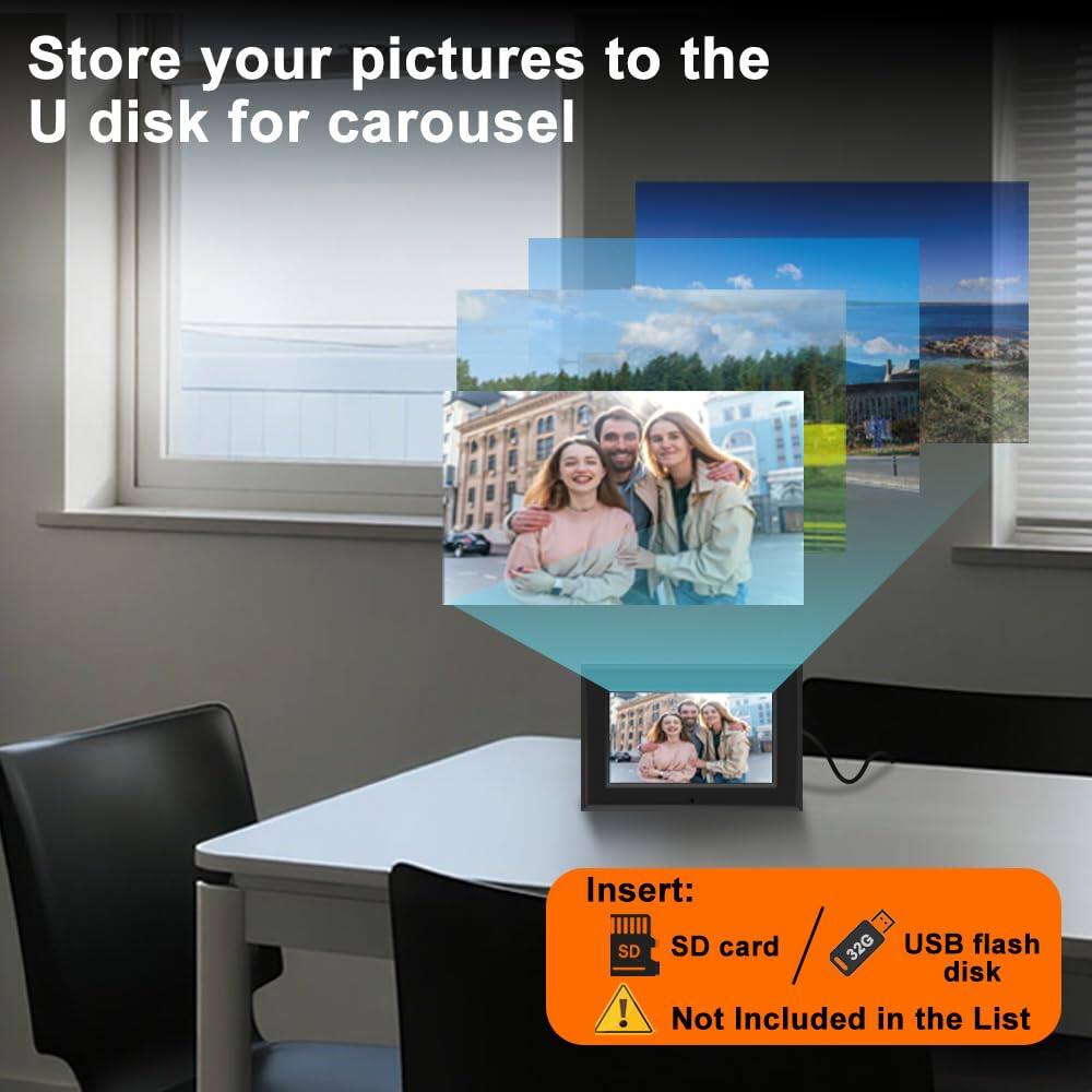Store your pictures to the U disk for carousel

Insert: SD card / 32G USB flash disk

Not Included in the List