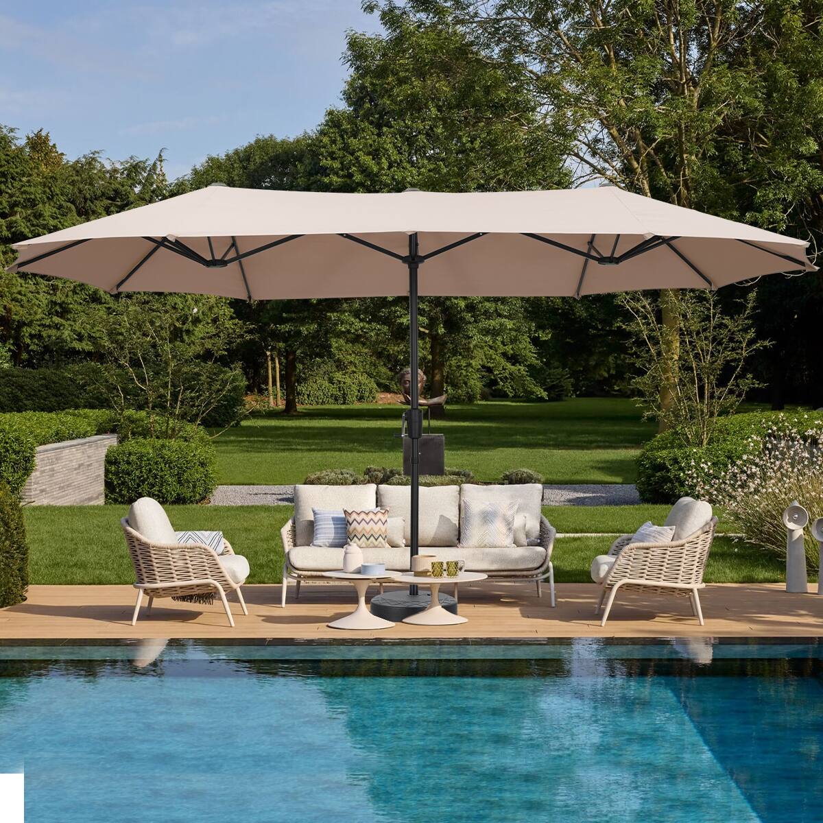 Angle. Ainfox - Ainfox 13ft Large Patio Umbrella Outdoor Market Umbrella UV ProtectionSturdy Framew/Easy Crank for Yard,Poolside,Deck - Khaki.